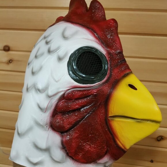Latex Rooster Head/Hotline Miami Jacket Mask - Picture 2 of 5